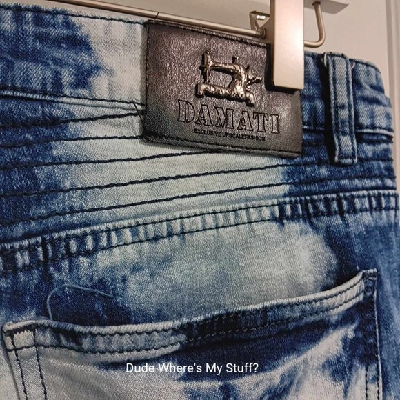 DAMANTI LOS ANGELES UPSCALE FASHION DISTRESSED BIKER DENIM SHORTS MEN'S SIZE 34 - Picture 5 of 7